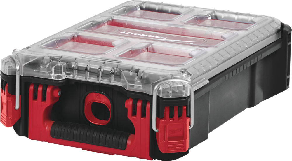 Organiseur compact Milwaukee PACKOUT 4932464083 avec couvercle transparent et bacs amovibles