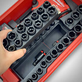 Vue 2 — Insert PACKOUT™ Milwaukee M12 – Organisateur Clé à Choc 3/8" Stubby + Douilles