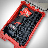 Vue 3 — Insert PACKOUT™ Milwaukee M12 – Organisateur Clé à Choc 3/8" Stubby + Douilles