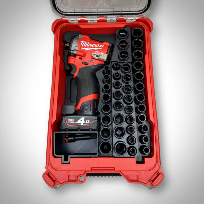Insert Packout M12 Stubby – Organisateur Clé à Choc 3/8" + Douilles Milwaukee