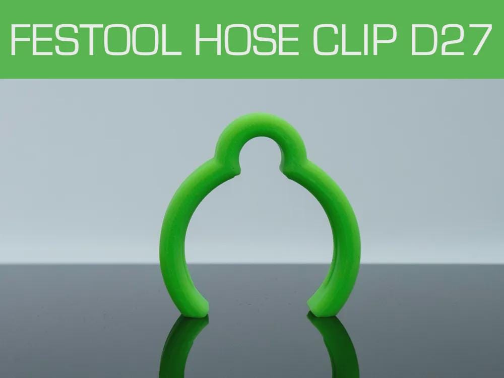 Collier imprimé 3D maintenant un tuyau d'aspiration Festool D27 au mur