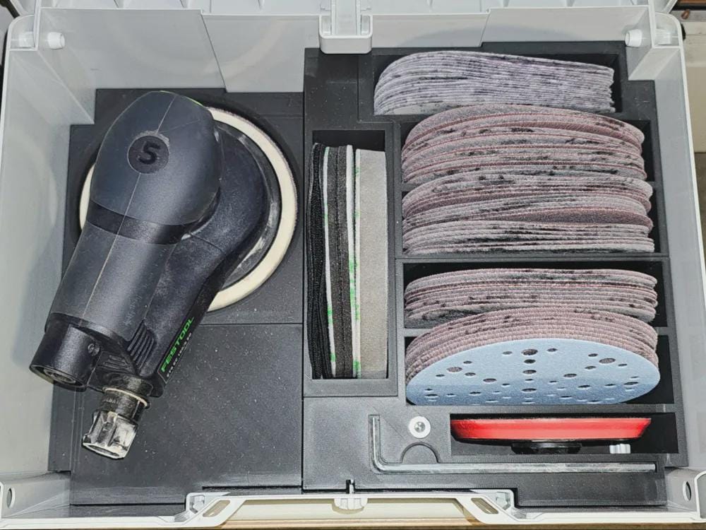 Insert Systainer imprimé 3D pour ponceuse Festool ETS EC 150 avec ses accessoires