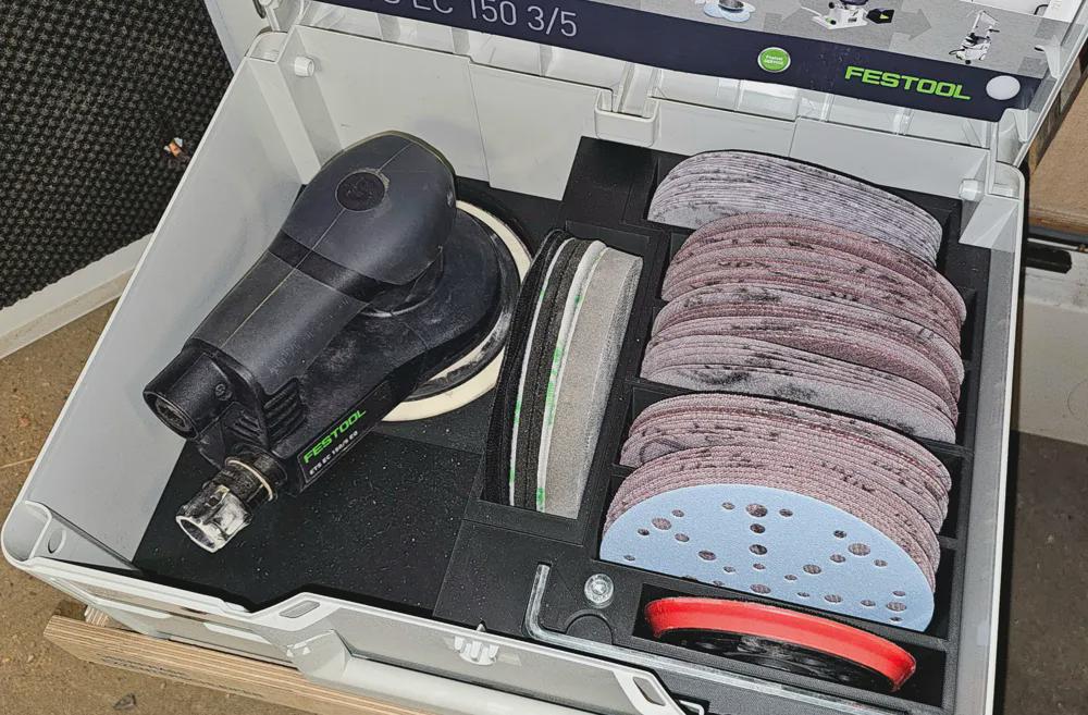 Organisateur PETG pour Festool ETS EC 150, ponceuse calée dans son coffret