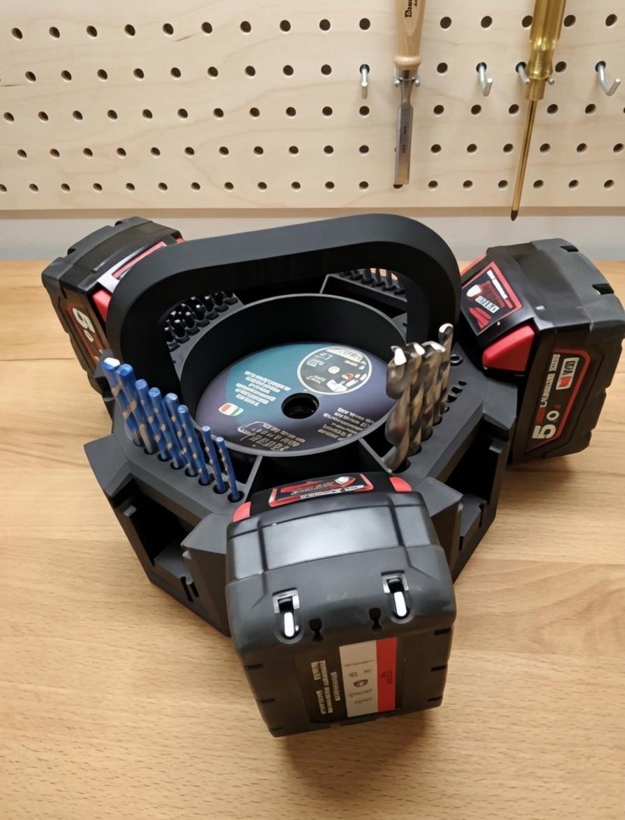Poignée intégrée du support rotatif pour batteries Milwaukee M18