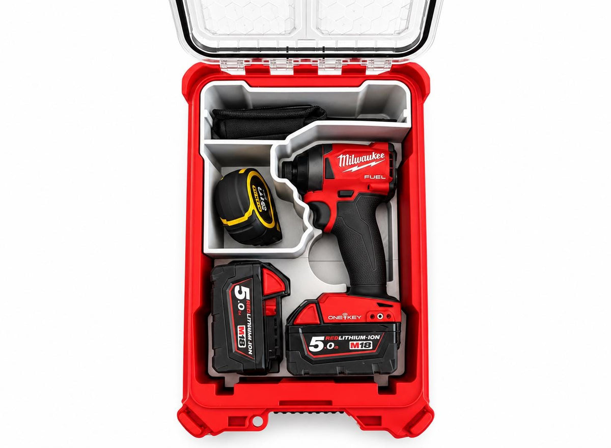 Insert Packout M18 FID3 avec visseuse à choc Milwaukee M18 FUEL Gen 4 dans le coffre 4932464083