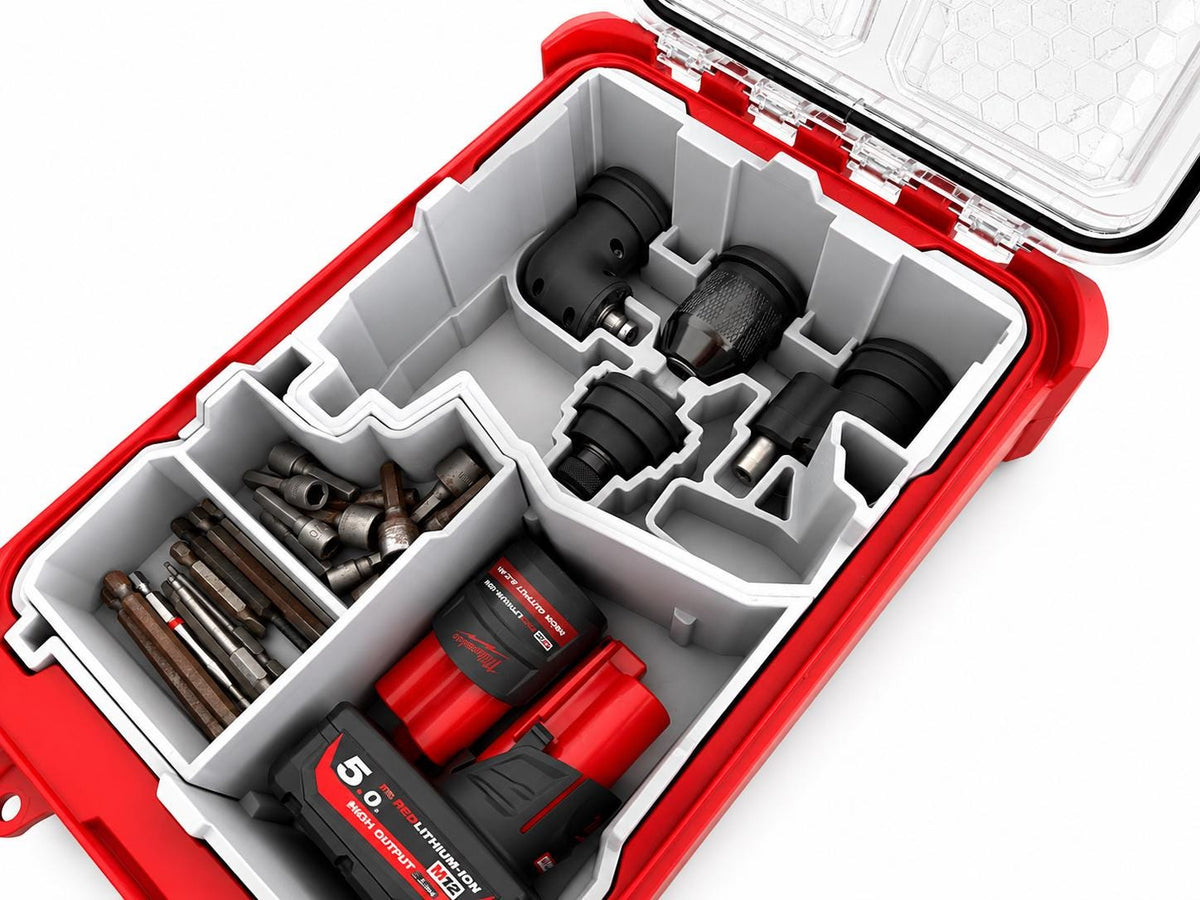 Organisateur Packout M12 FDDX imprimé 3D avec têtes interchangeables et deux batteries M12
