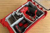 Perceuse Milwaukee M12 FDDX calée sans jeu dans l'insert Packout imprimé 3D