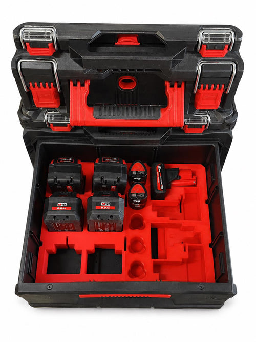 Insert de rangement pour batteries Milwaukee M18 et M12 dans un tiroir Packout