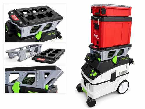 Adaptateur imprimé en 3D pour fixer une caisse Milwaukee Packout sur un aspirateur Festool